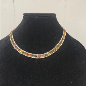 🛍️Colorful Beaded Necklace with Gold Accents